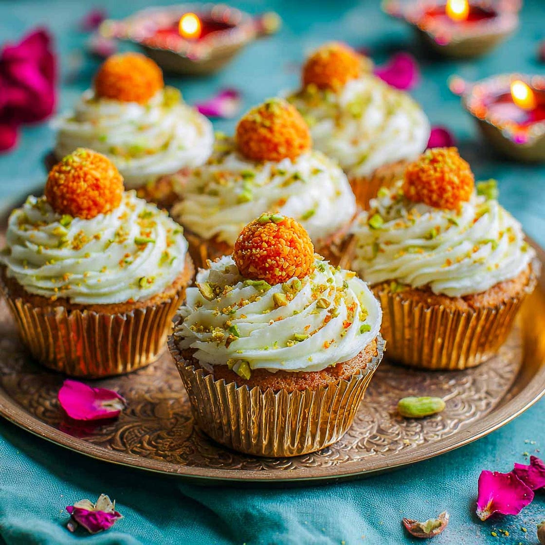 Motichoor Ladoo Cupcakes