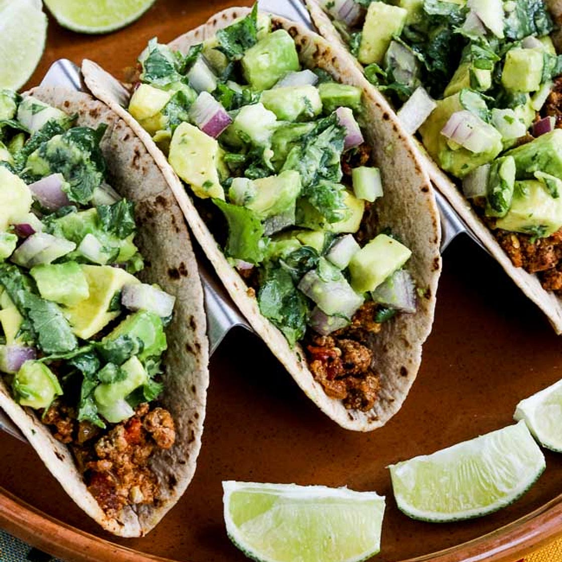 Ground Turkey Tacos with Avocado Salsa