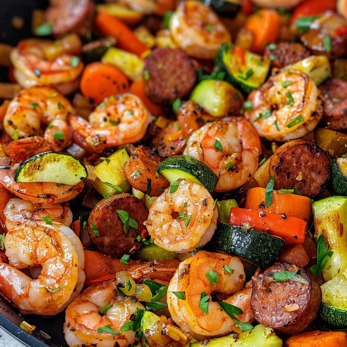 Shrimp and Sausage Veggie Skillet
