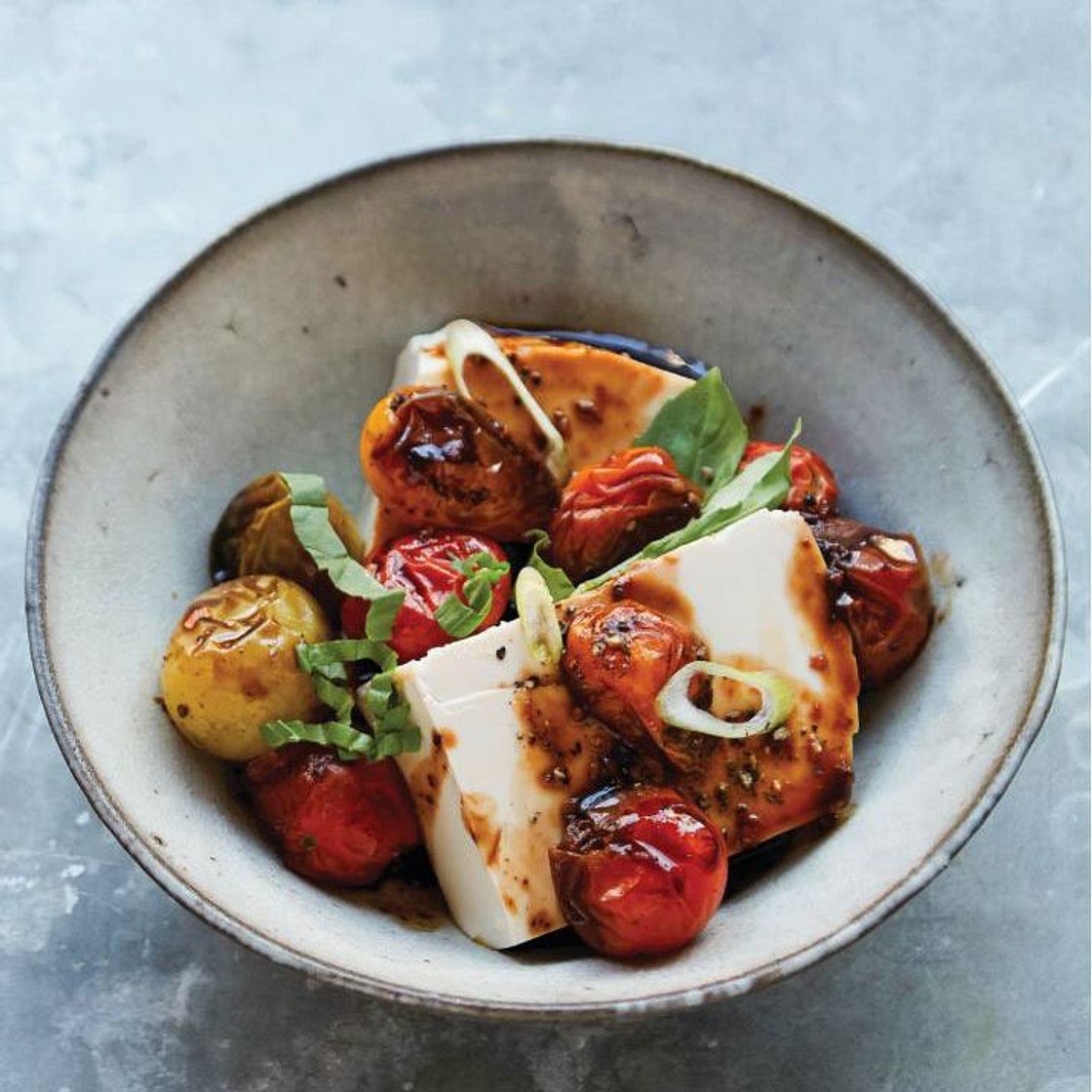Silken Tofu With Soy-Sauced Tomatoes