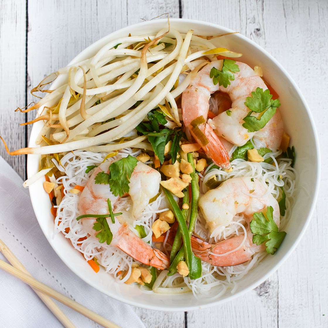 Low-FODMAP Shrimp Noodle Bowl using Slow Cooker; Gluten-free, Dairy-free