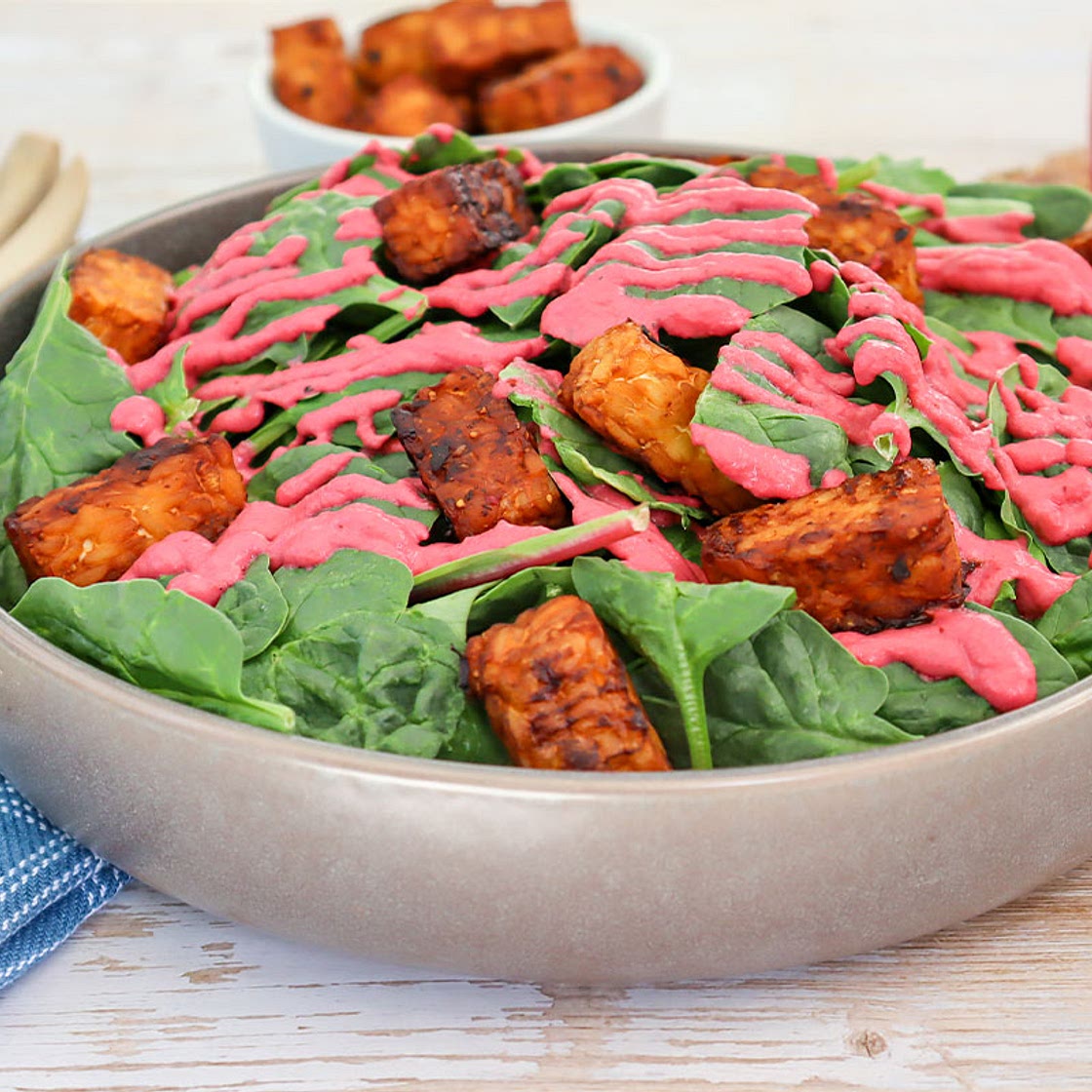 Simple Salad with Beet Caesar Dressing