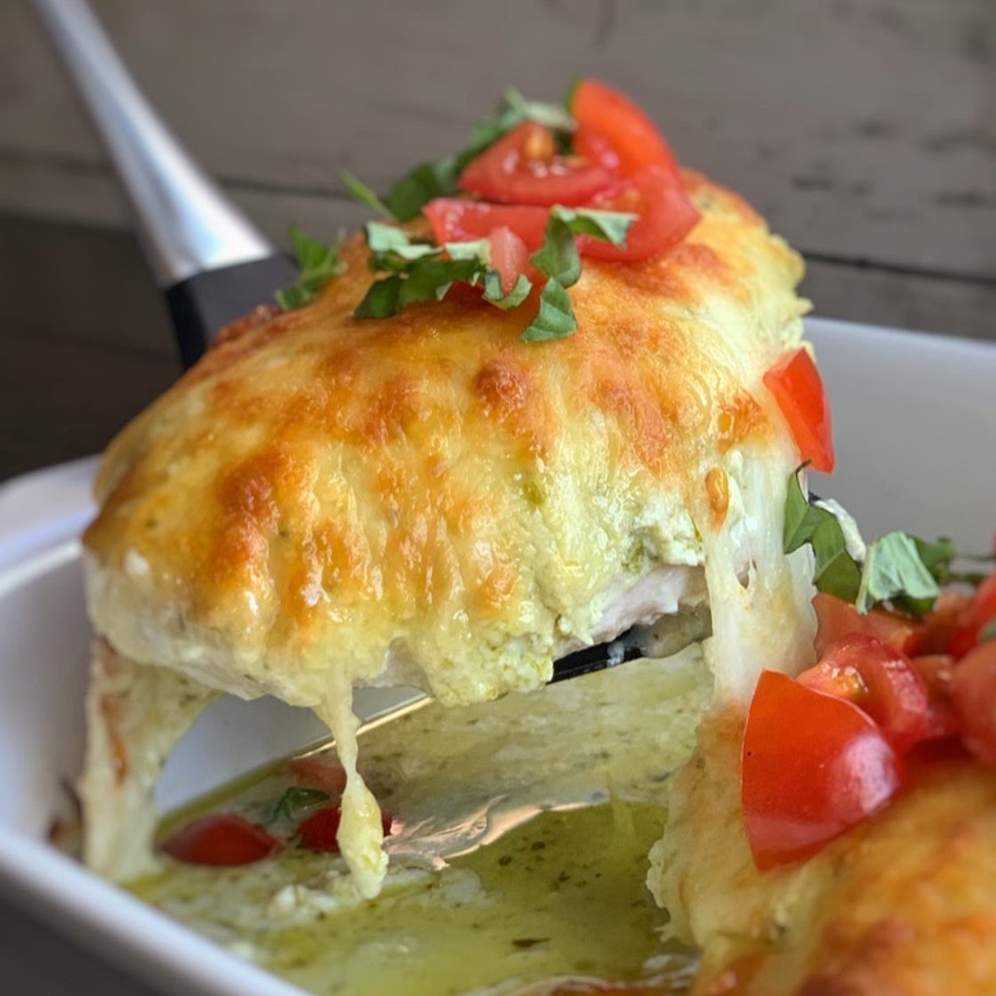 Cheesy Pesto Chicken Bake (Keto & Low Carb!)