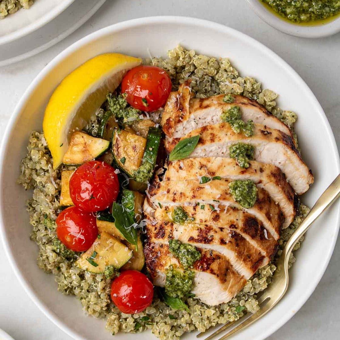 Pesto Chicken Quinoa Bowl
