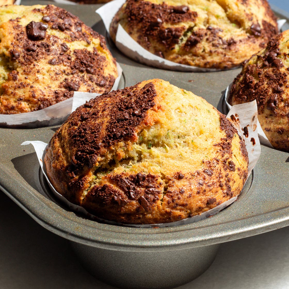 Zucchini Muffins with Cinnamon Chocolate