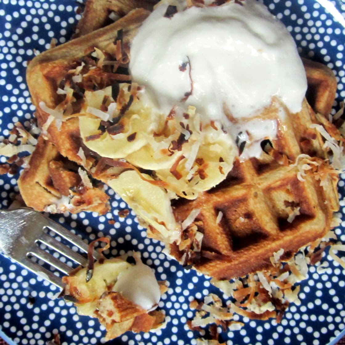 Gluten Free Banana Coconut Waffles