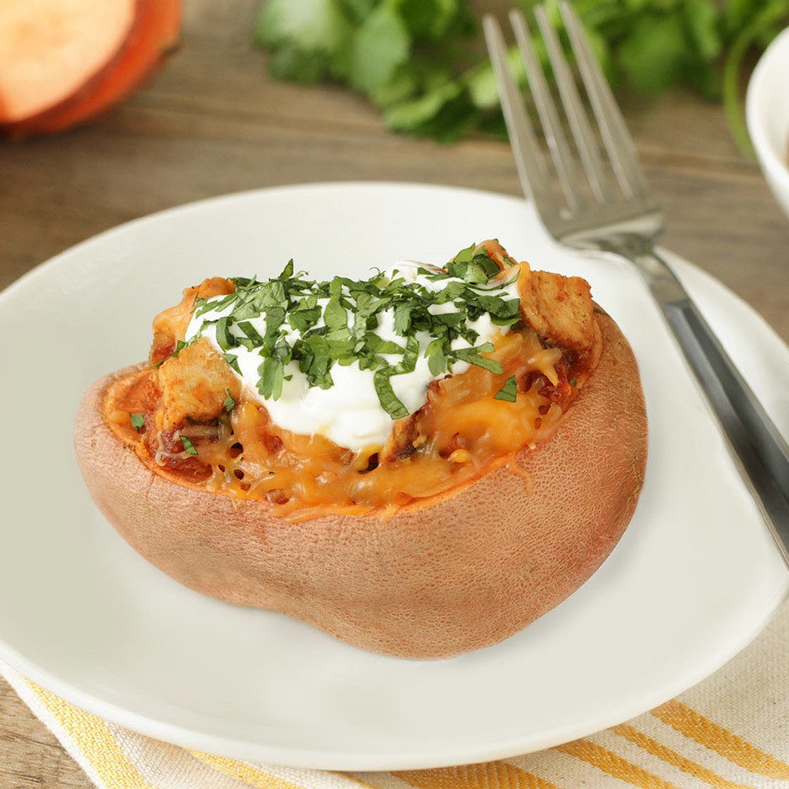 BBQ Chicken Stuffed Sweet Potato