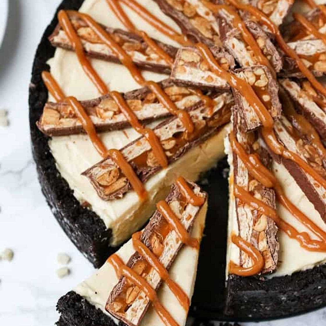 No Bake Snickers Cheesecake