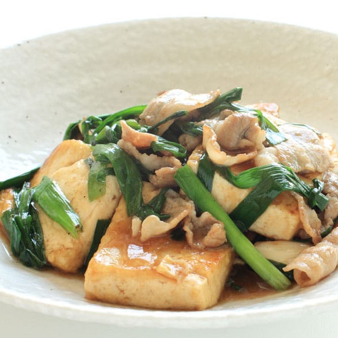 Stir-Fried Chinese Broccoli with Pork and Tofu