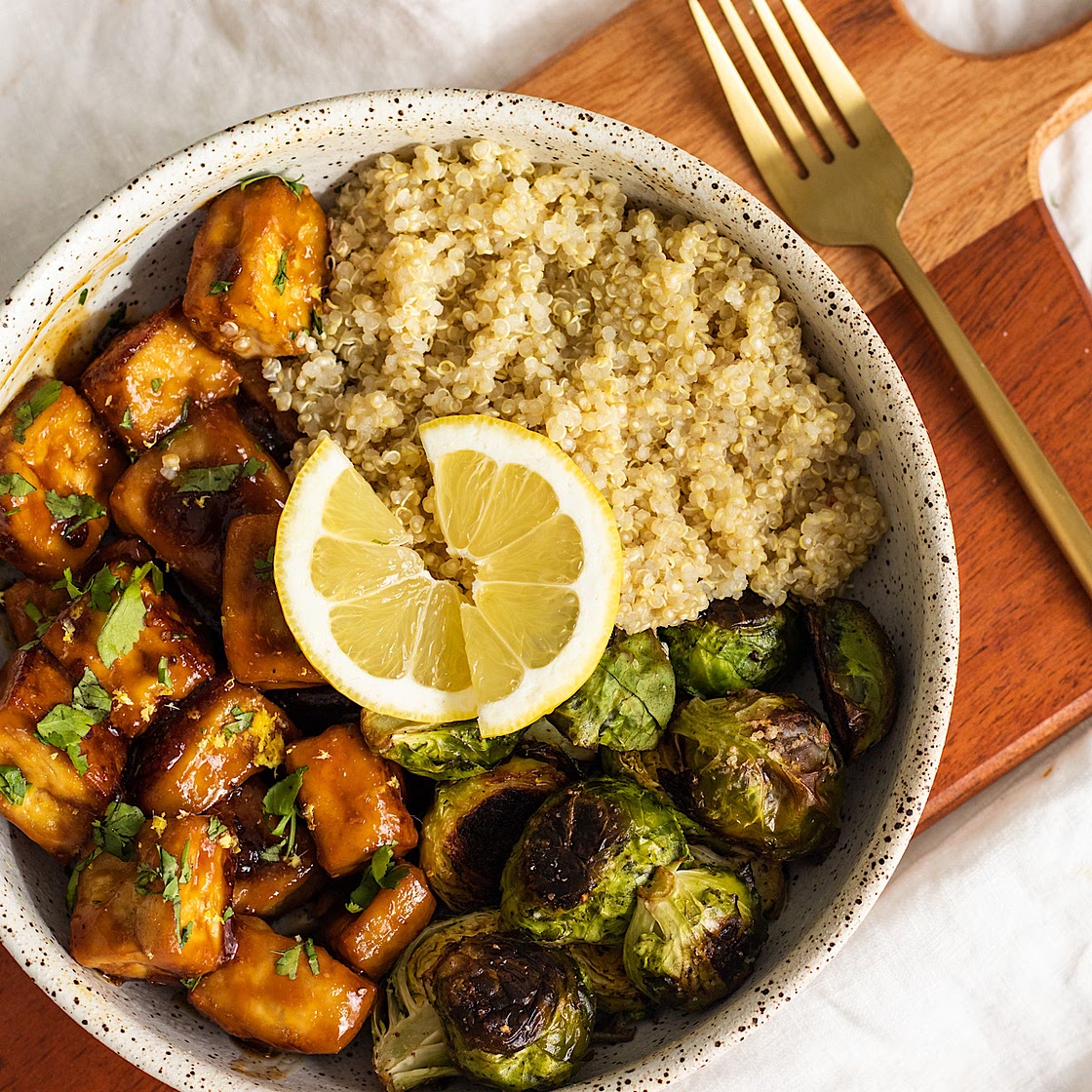 Sticky Lemon Ginger Tofu (vegan)