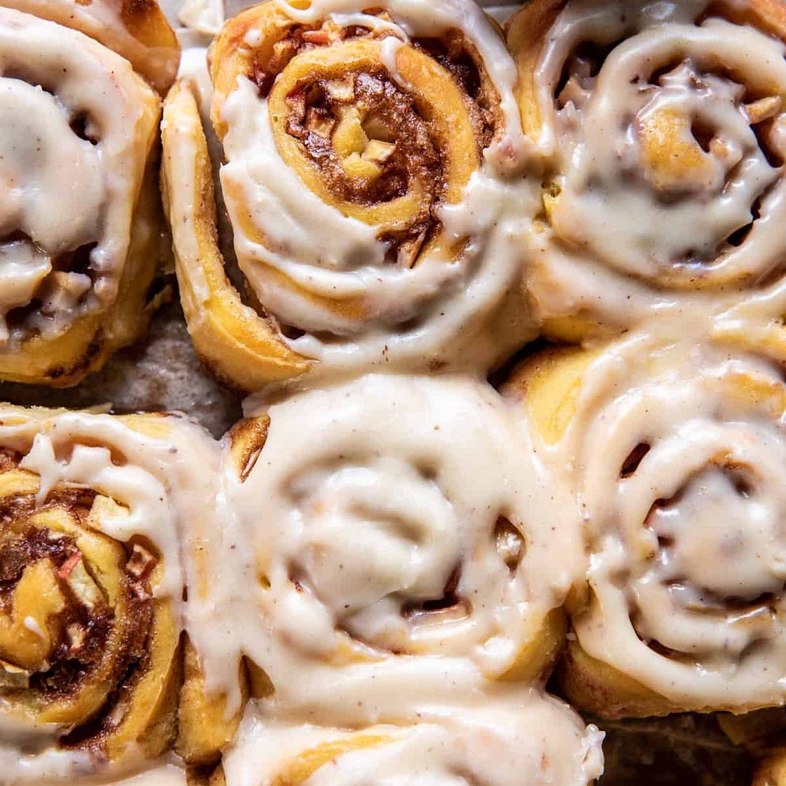 Apple Cinnamon Rolls with Brown Butter Maple Icing