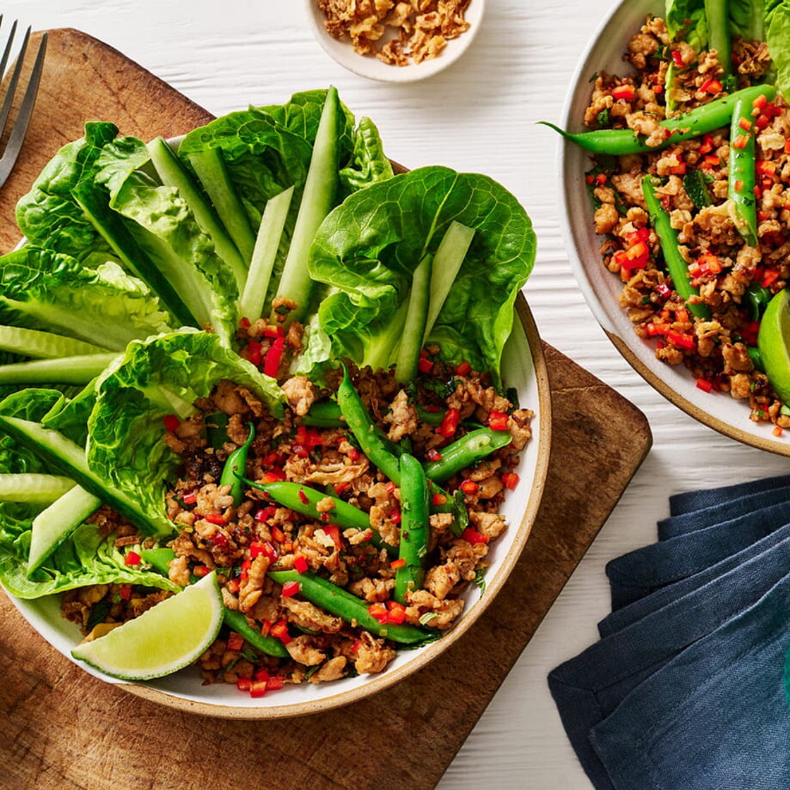 Spicy chicken larb-style salad
