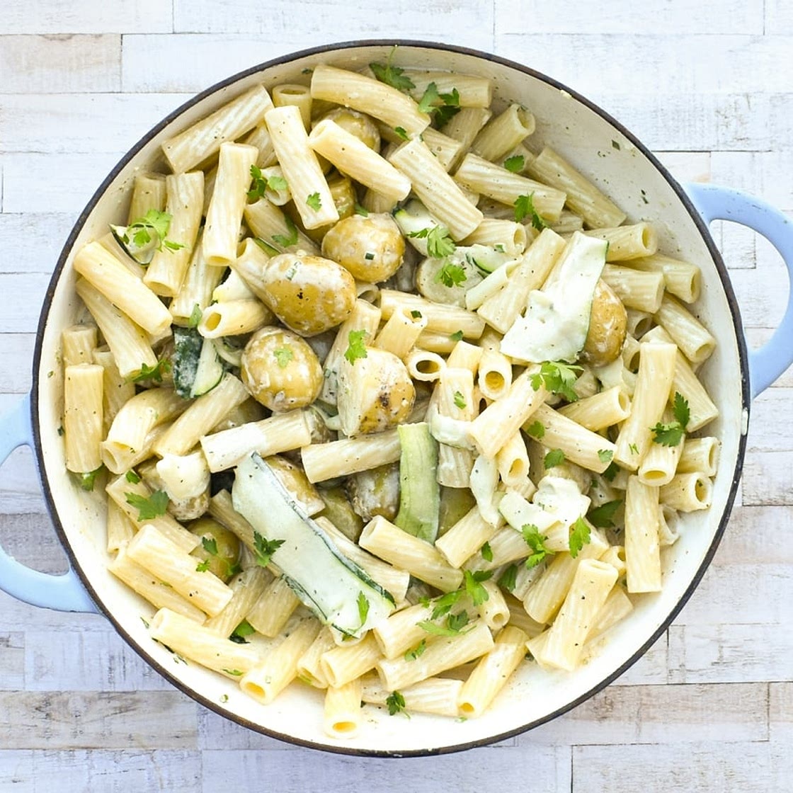 Vegan Creamy Courgette Pasta with Potatoes