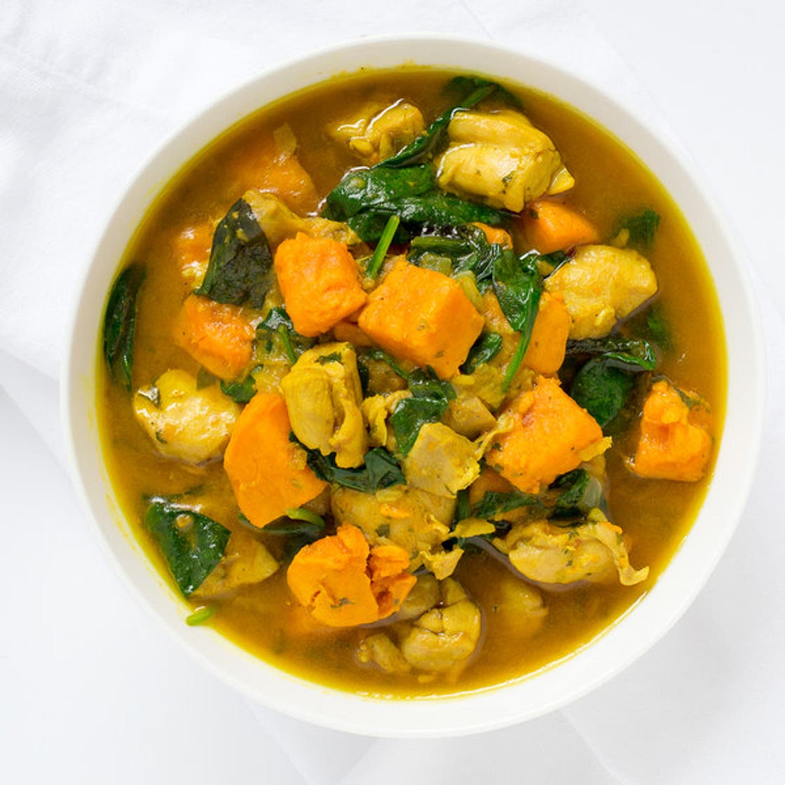 Chicken & Sweet Potato Curry with Coconut Milk & Spinach