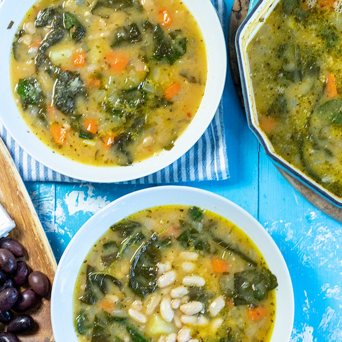 Creamy Fasolada (White Bean) & Kale Soup