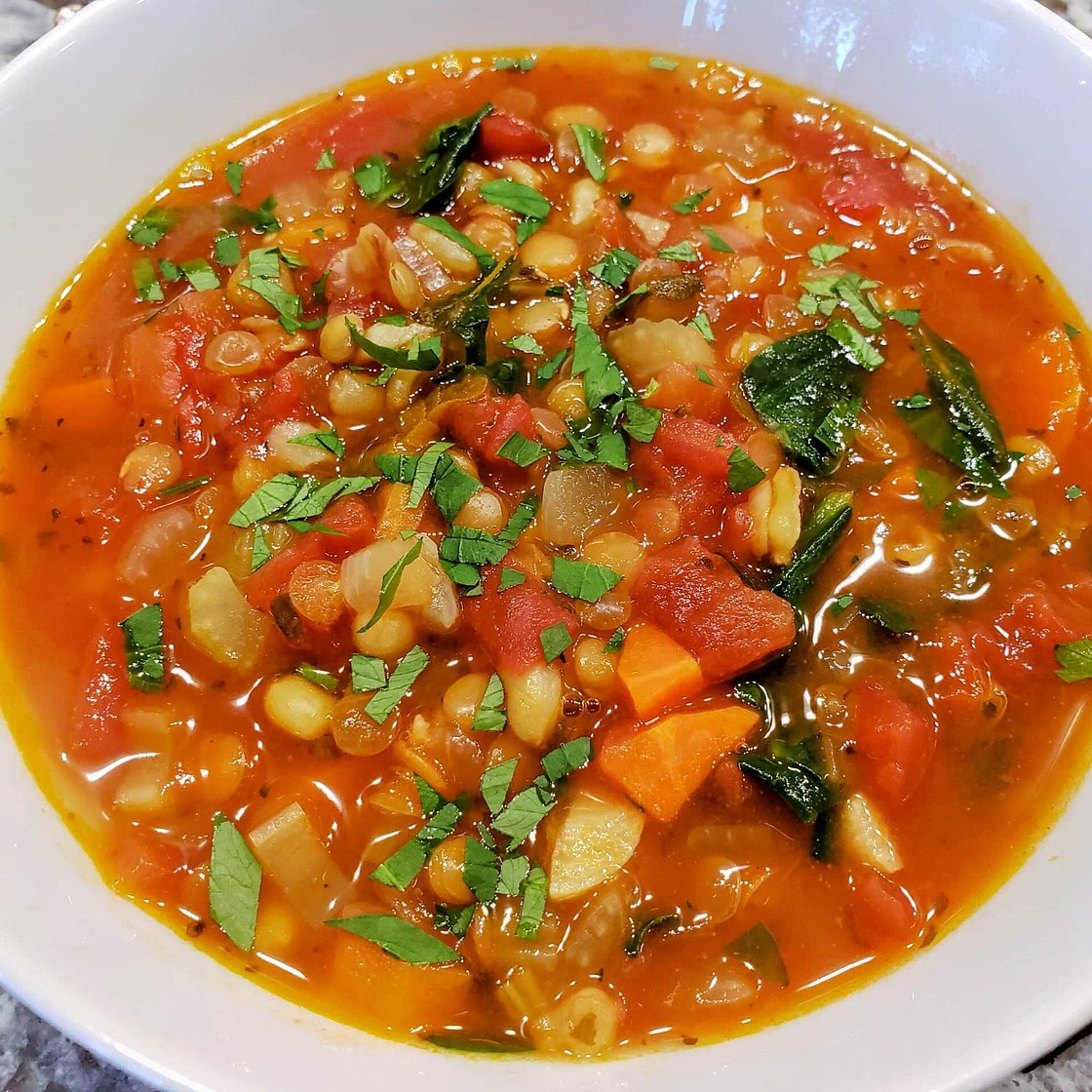 Lentil and farro soup