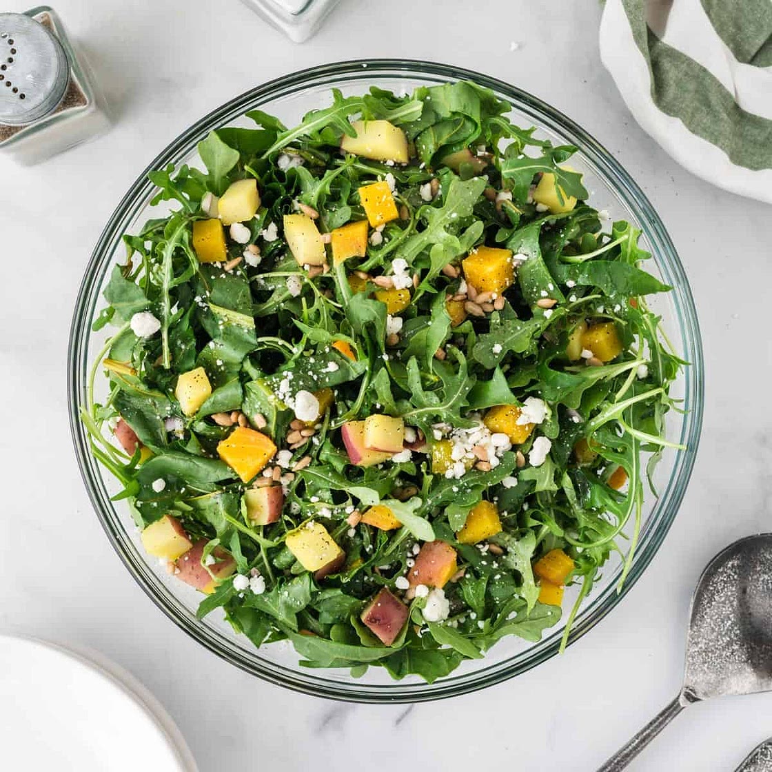 Golden beet salad with arugula and goat cheese