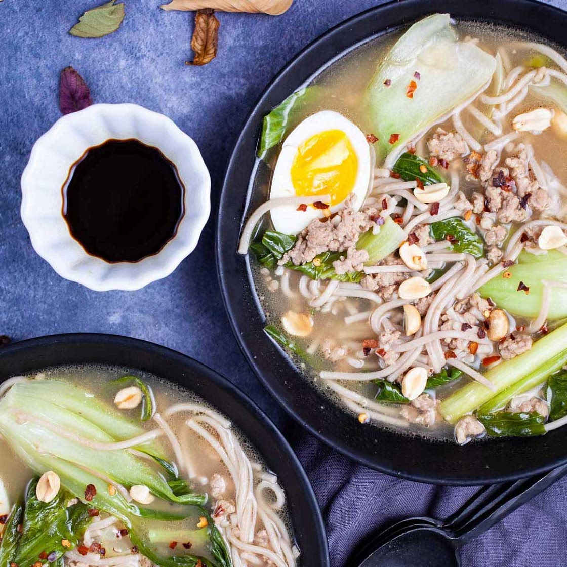 Easy Ginger Bok Choy Noodle Soup With Pork