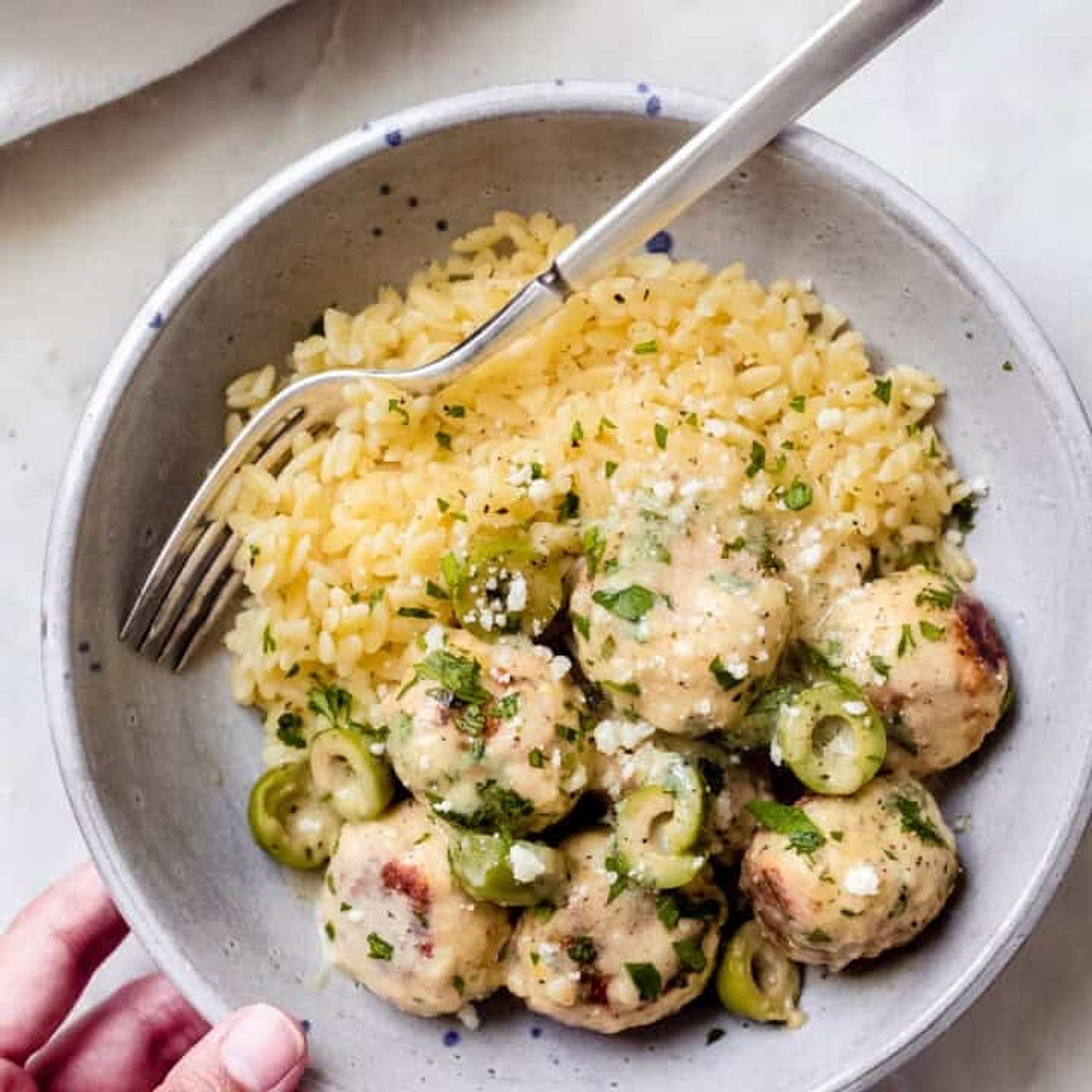 Greek Chicken Meatballs in Lemon Cream Sauce