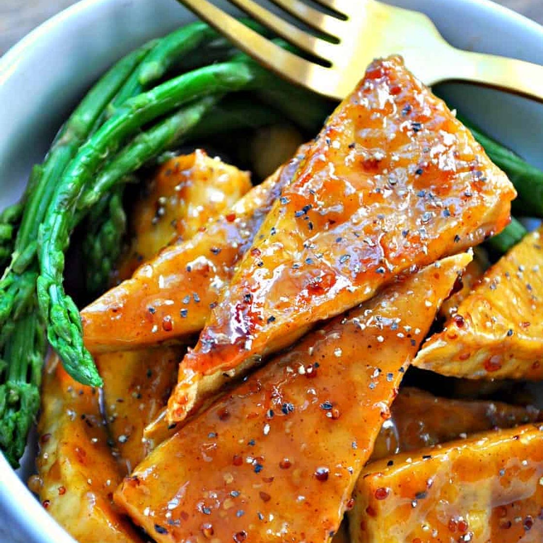 Vegan Apple Cider Maple Glazed Tofu
