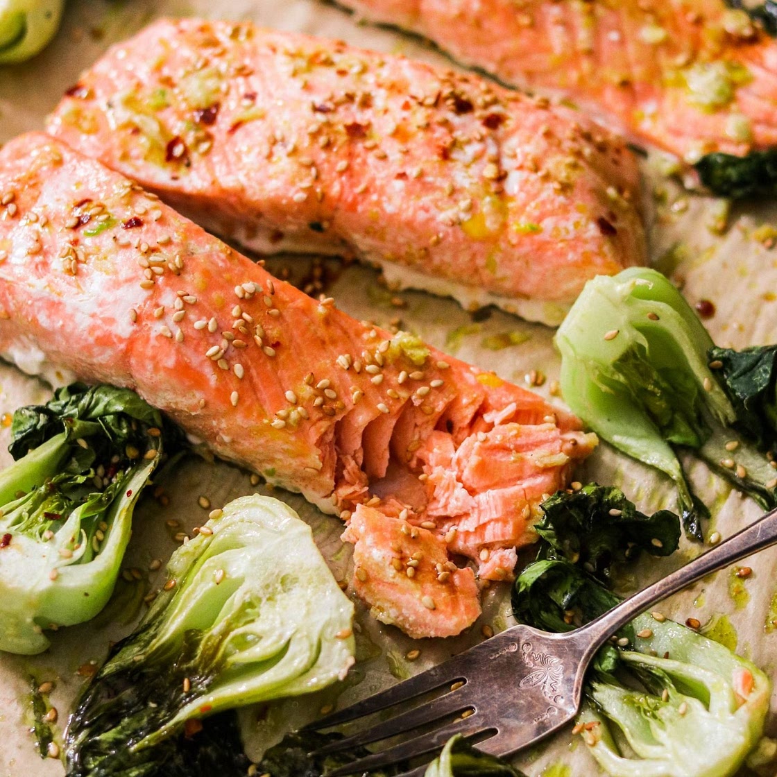 Sheet Pan Salmon & Bok Choy (Paleo, Whole30, Keto, AIP)