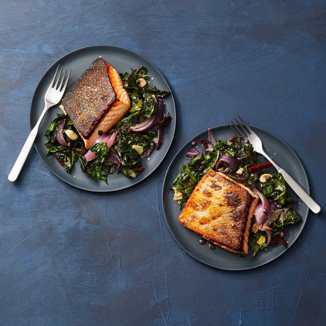 Air Fryer Salmon and Swiss Chard