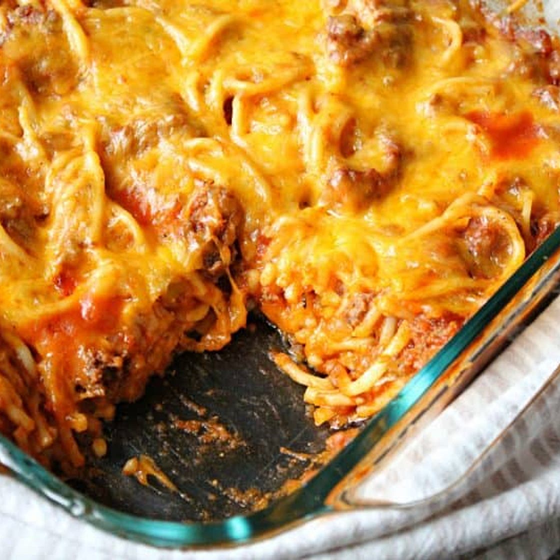 Cheesy Spaghetti Bake recipe