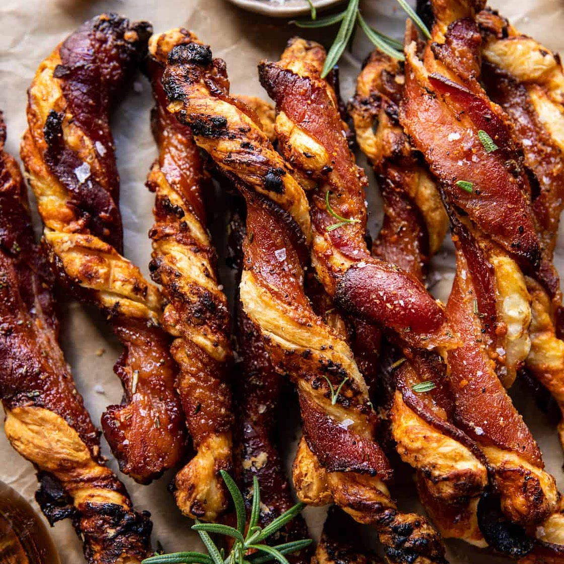 Sweet and Savory Cheesy Bacon Wrapped Puff Pastry Twists