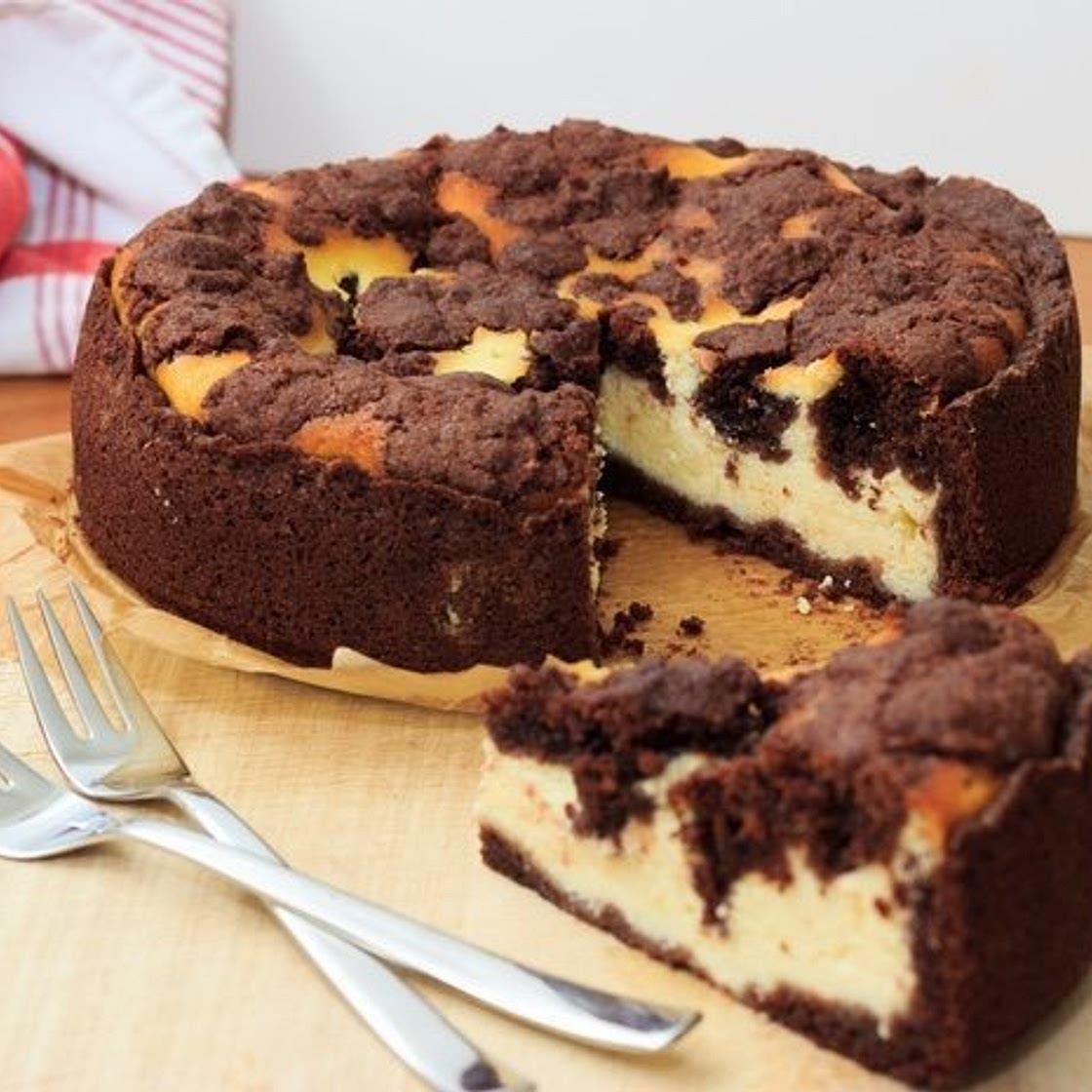 Tarta de queso y chocolate