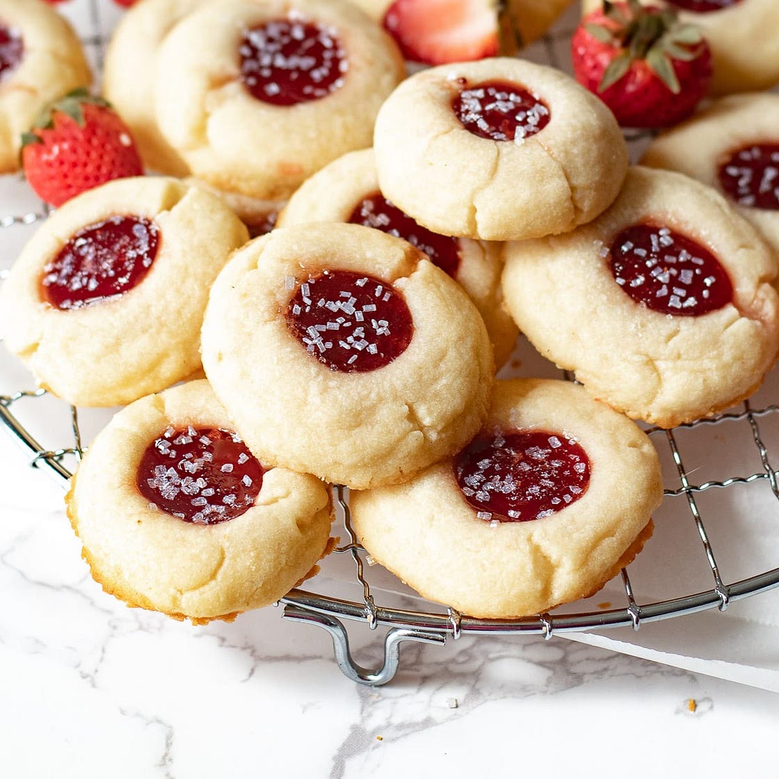 Strawberry Shortbread Cookies - Strawberry Jam Cookies Recipe