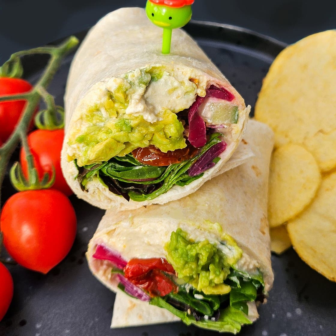 Easy Vegan Avocado & Hummus Vegetable Lunch Wraps