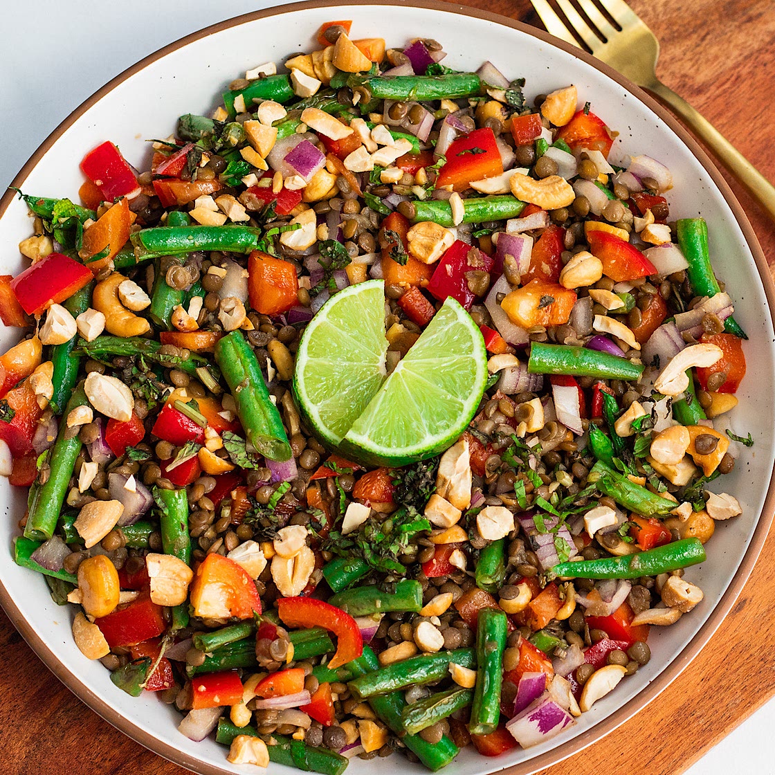 Asian Lentil and Green Bean Salad with Sesame Dressing
