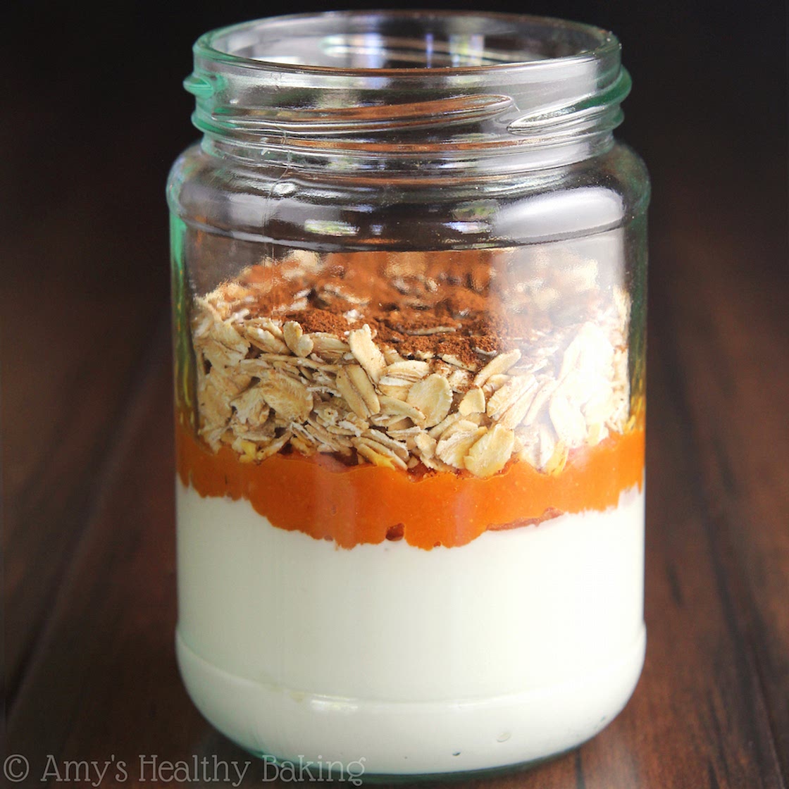 Healthy Pumpkin Pie Protein Overnight Oats