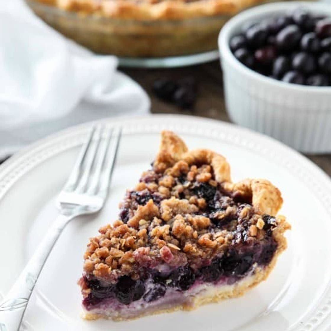 Blueberry Cream Pie with Streusel Topping