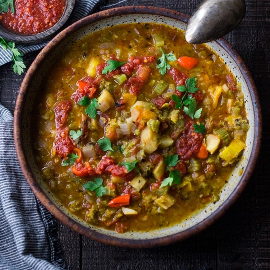 Instant Pot Split Pea Soup with Harissa