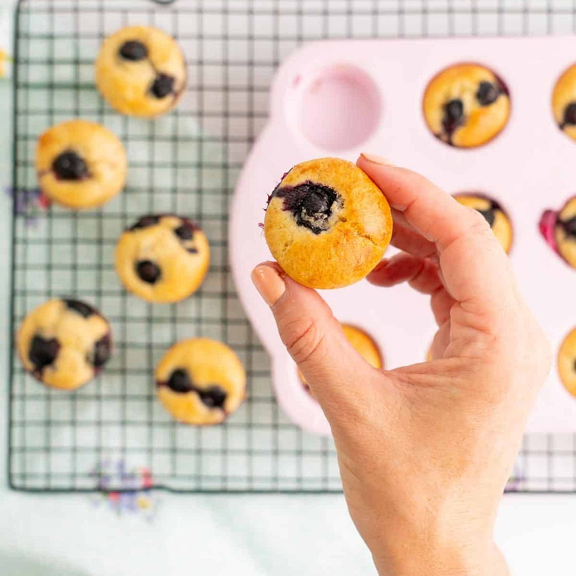 Mini Banana Blueberry Muffins