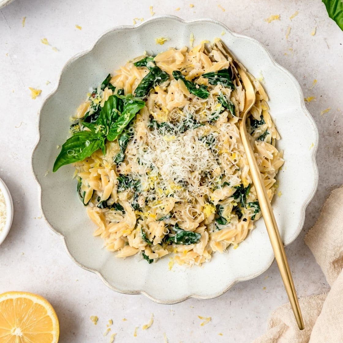 Creamy Spinach Lemon Orzo