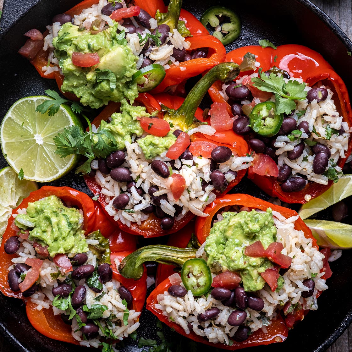 Cilantro Lime Rice and Black Bean Stuffed Peppers