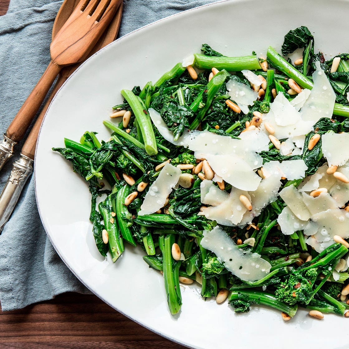 Spicy Broccoli Rabe with Parmesan and Pine Nuts