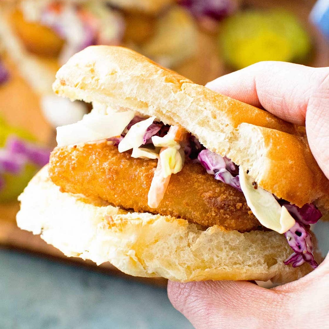 Fish Sandwich with Garlic Aioli Coleslaw