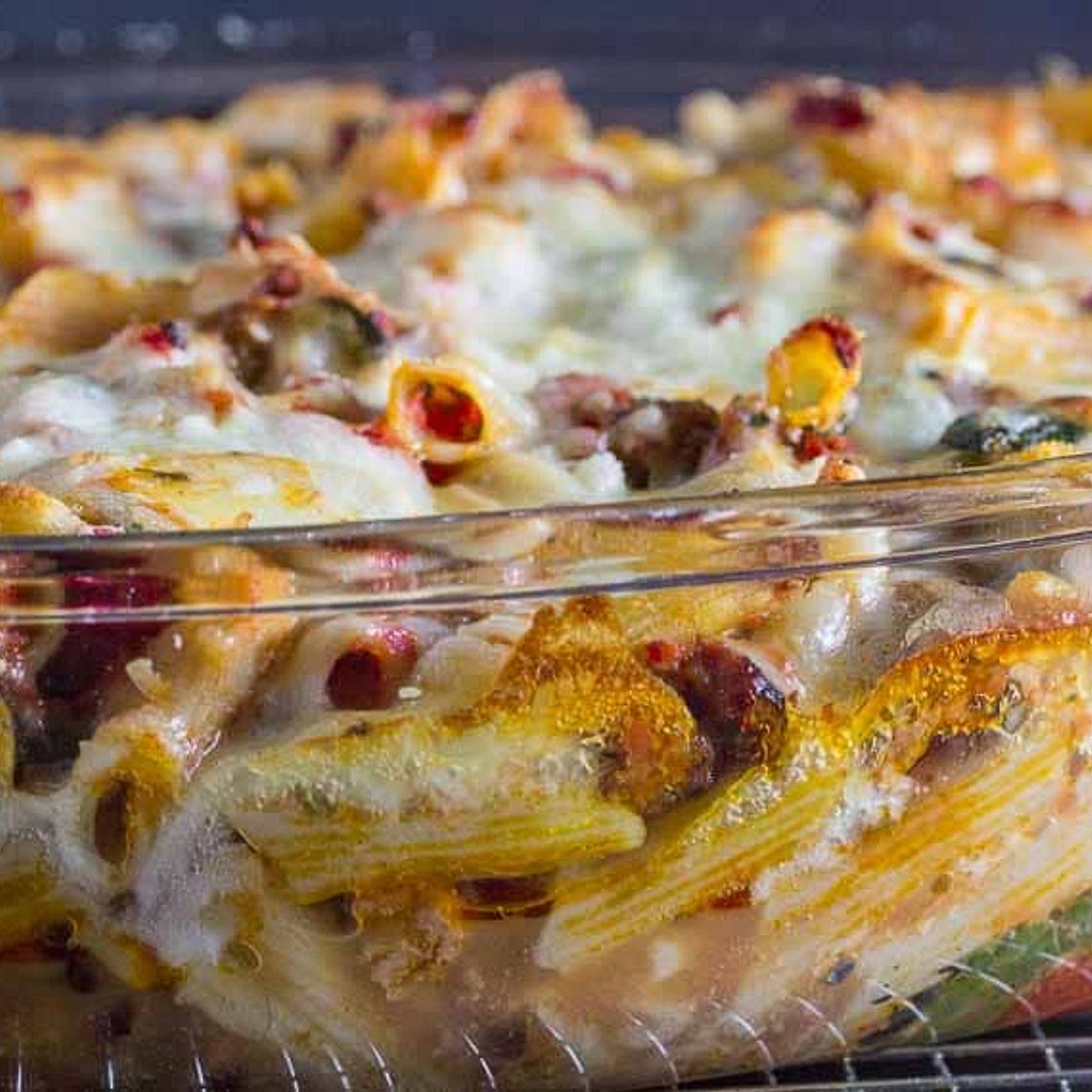 Baked Ziti with Sausage & Swiss Chard