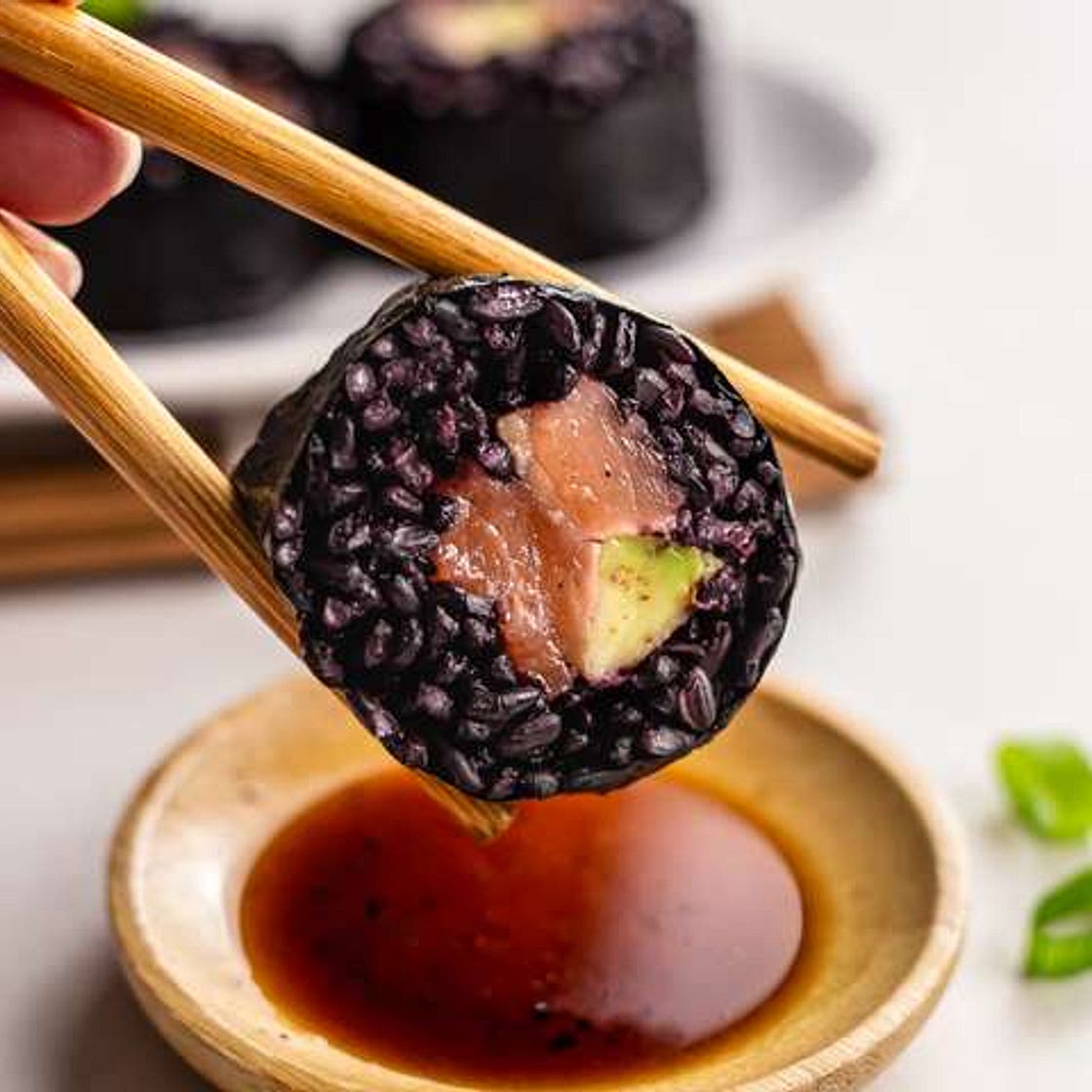 Salmon Avocado Black Rice Sushi