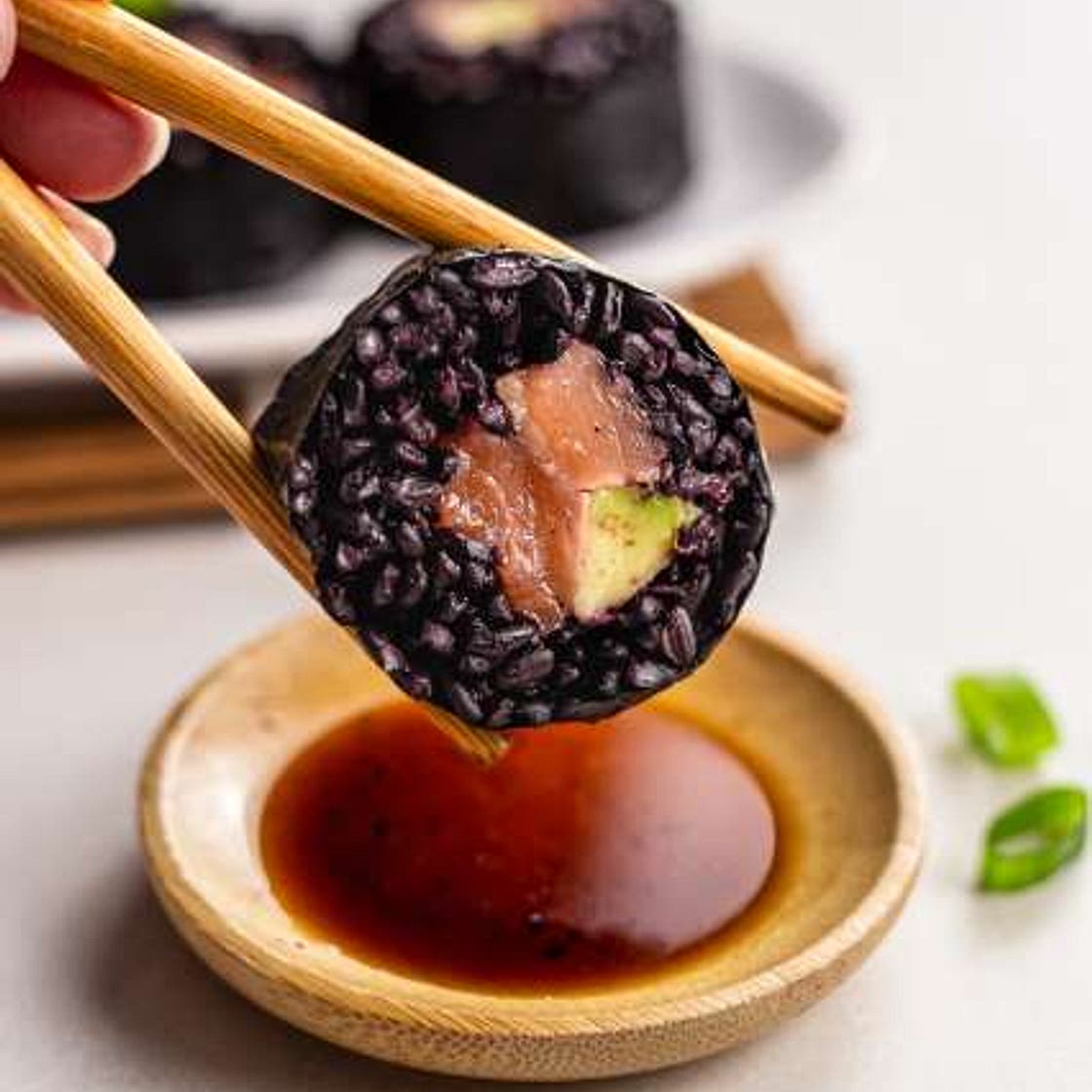 Salmon Avocado Black Rice Sushi