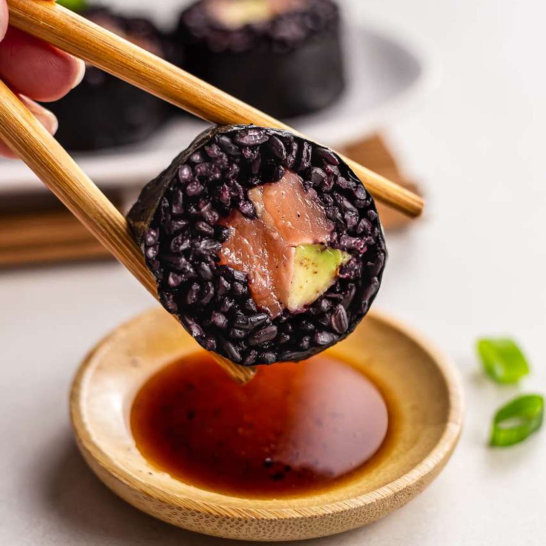 Salmon Avocado Black Rice Sushi