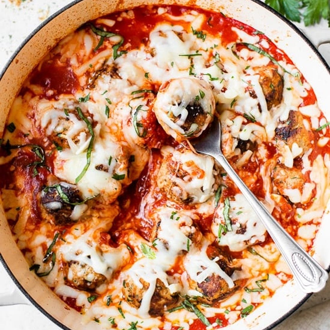 Cheesy Turkey Meatball Skillet