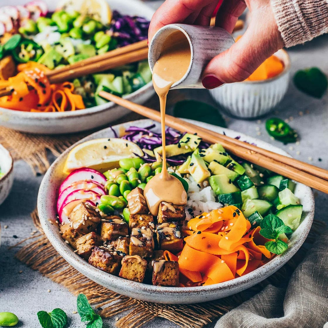 Vegan Poke Bowl with Tahini Sauce