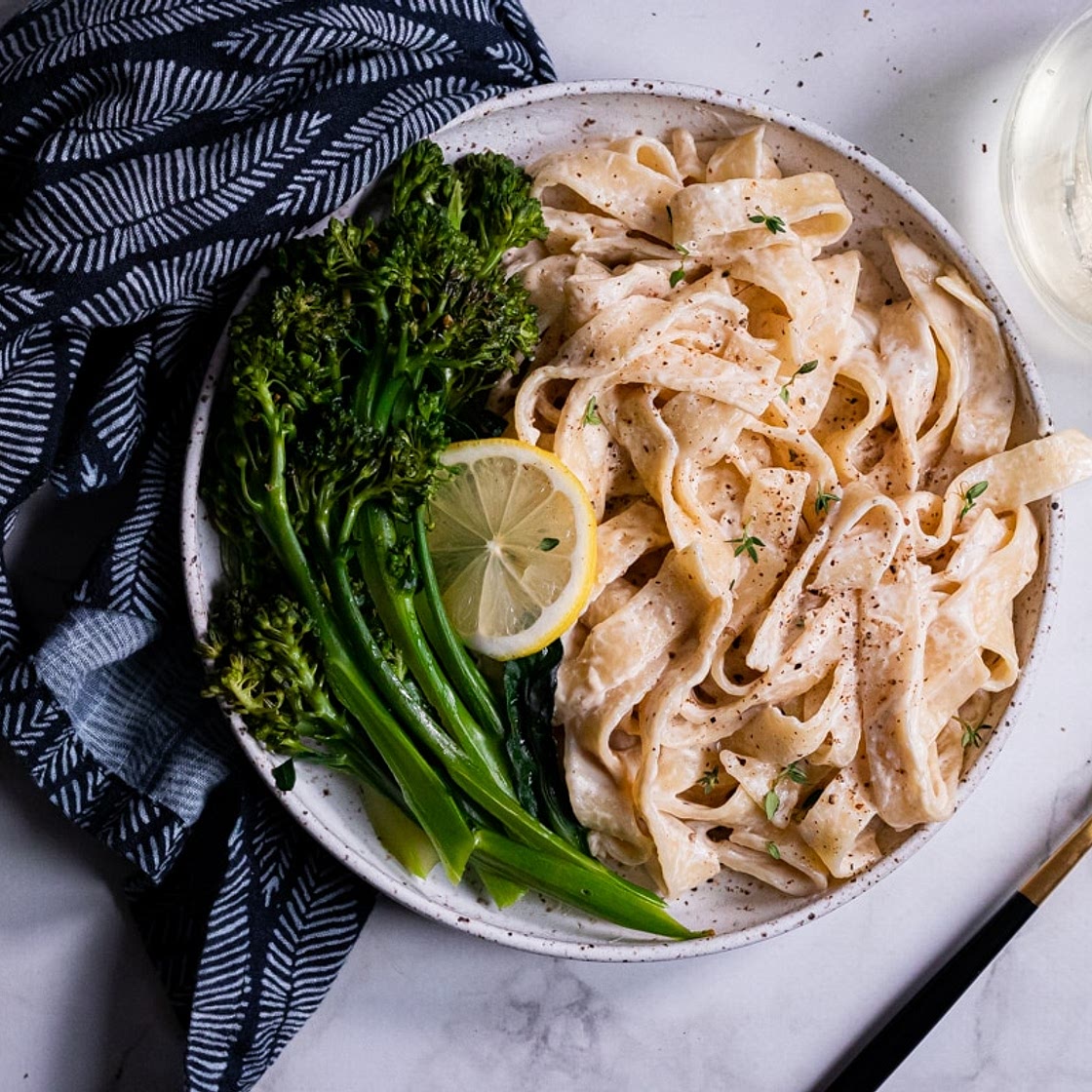 Vegan Lemon Tahini Broccolini Pasta Dinner