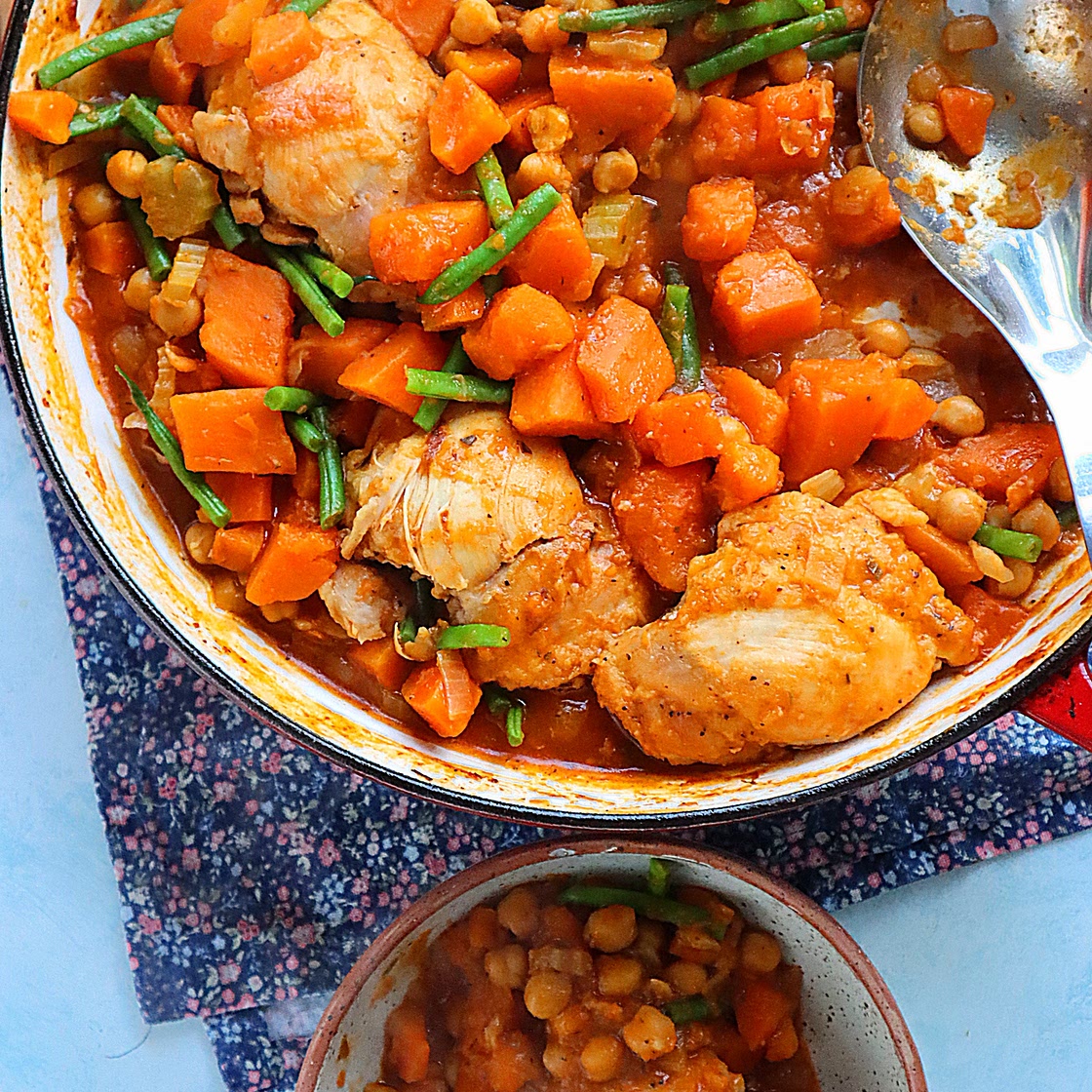 Chicken, Sweet potato & Chic pea Casserole