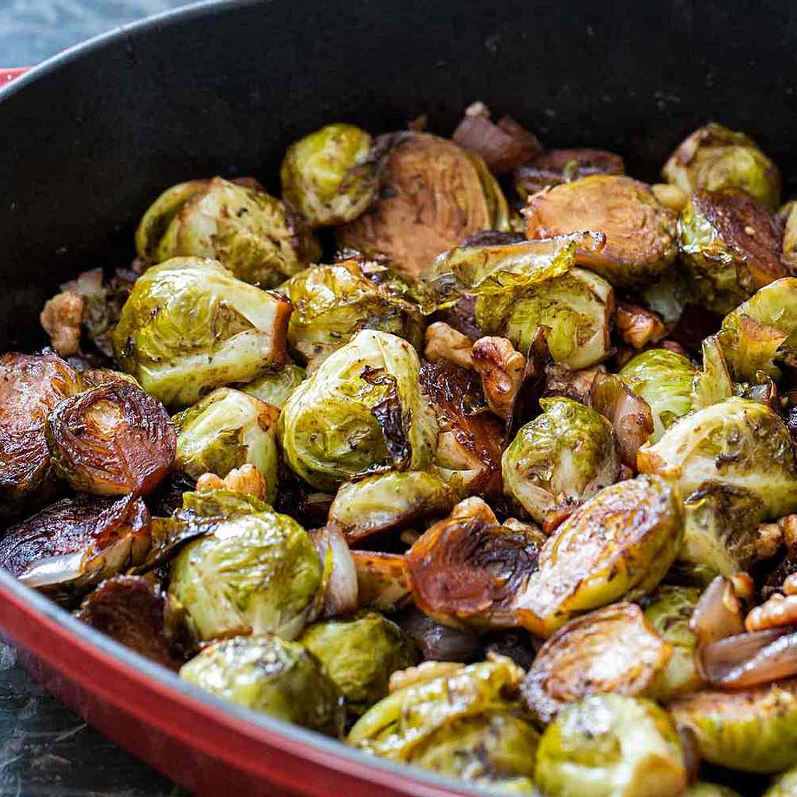 Balsamic Roasted Brussels Sprouts and Shallots