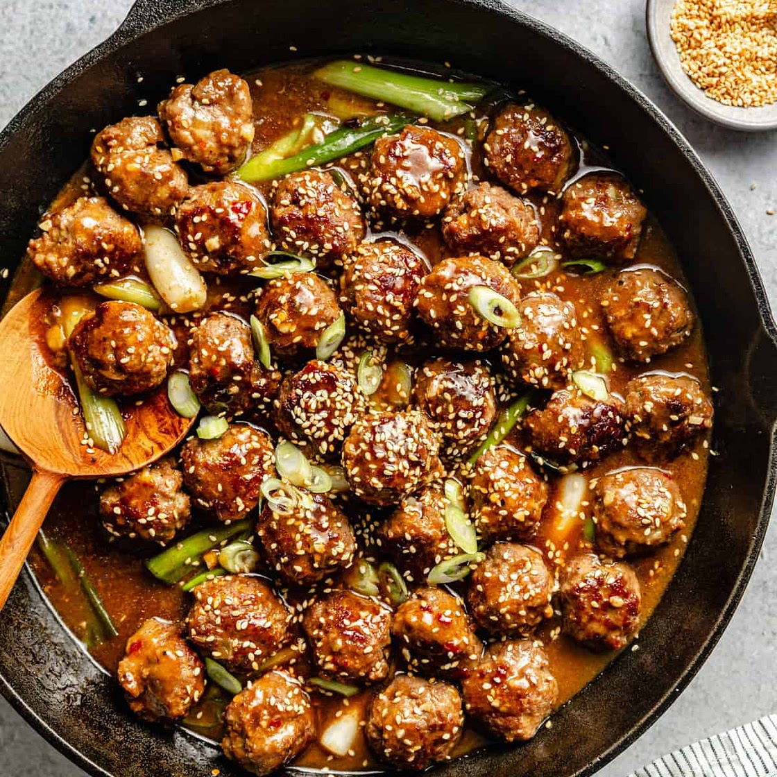 Sesame and Scallion Saucy Asian-Inspired Meatballs